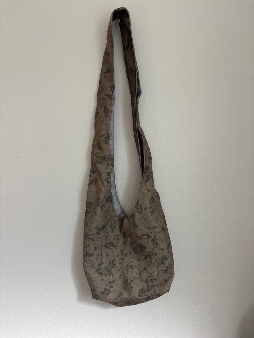 Casual olive green Floral Crossbody Sling Bag